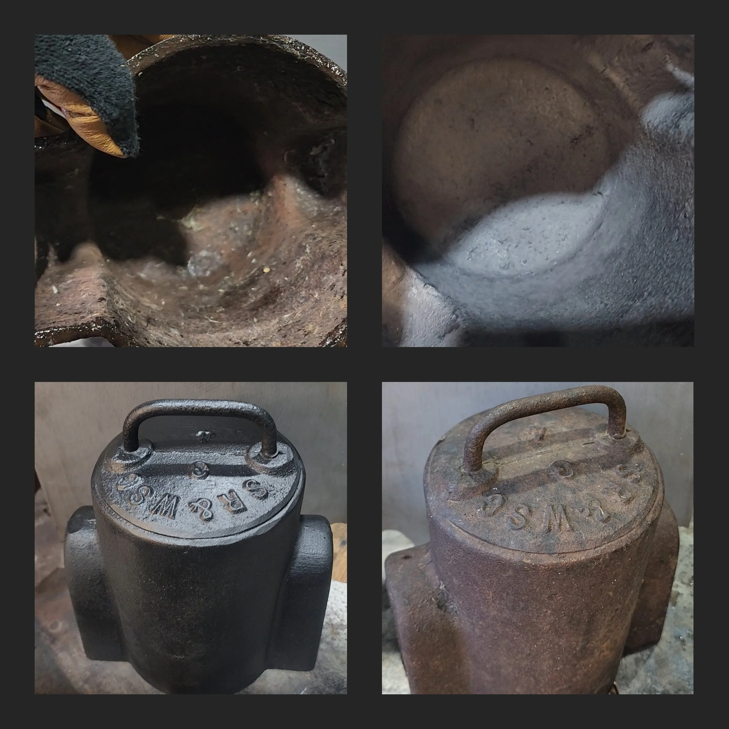 Cast iron water meter cover Laser Cleaned before and after