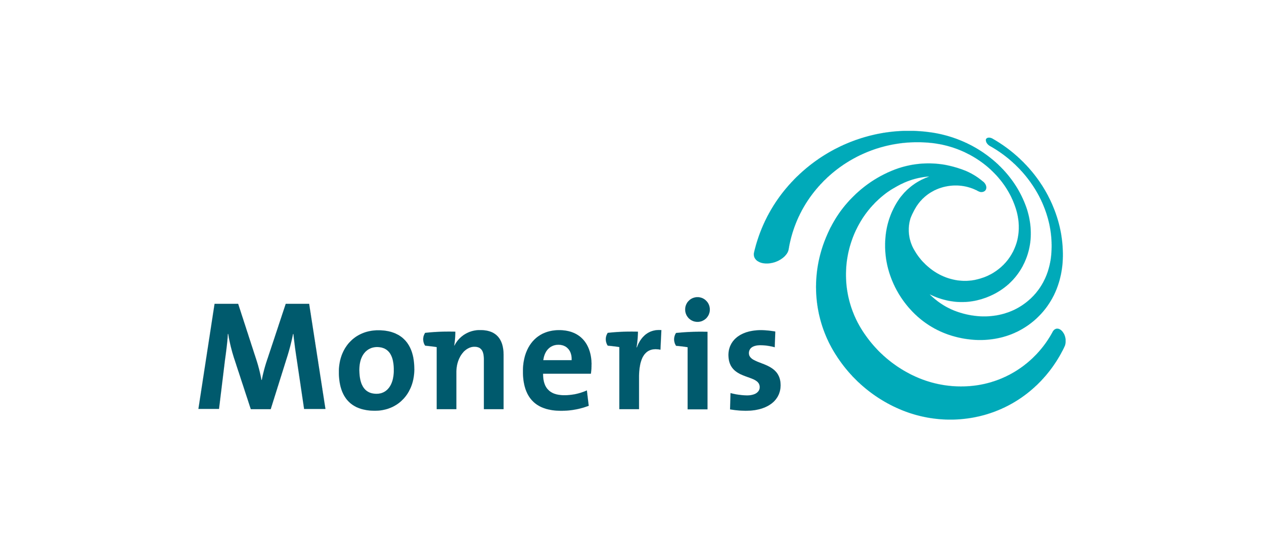 Logo of Moneris with a stylized swirl graphic to the right of the text.