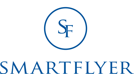 SMARTFLYER logo with a circular emblem containing the letters SF.