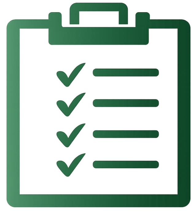 Illustration of a checklist on a clipboard with four checkmarks next to completed items.