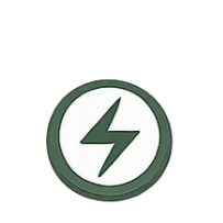 A circular emblem with a green lightning bolt symbol inside.