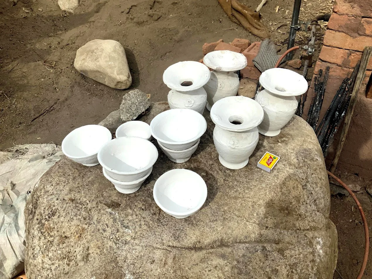 Drying the Glazed pots before firing