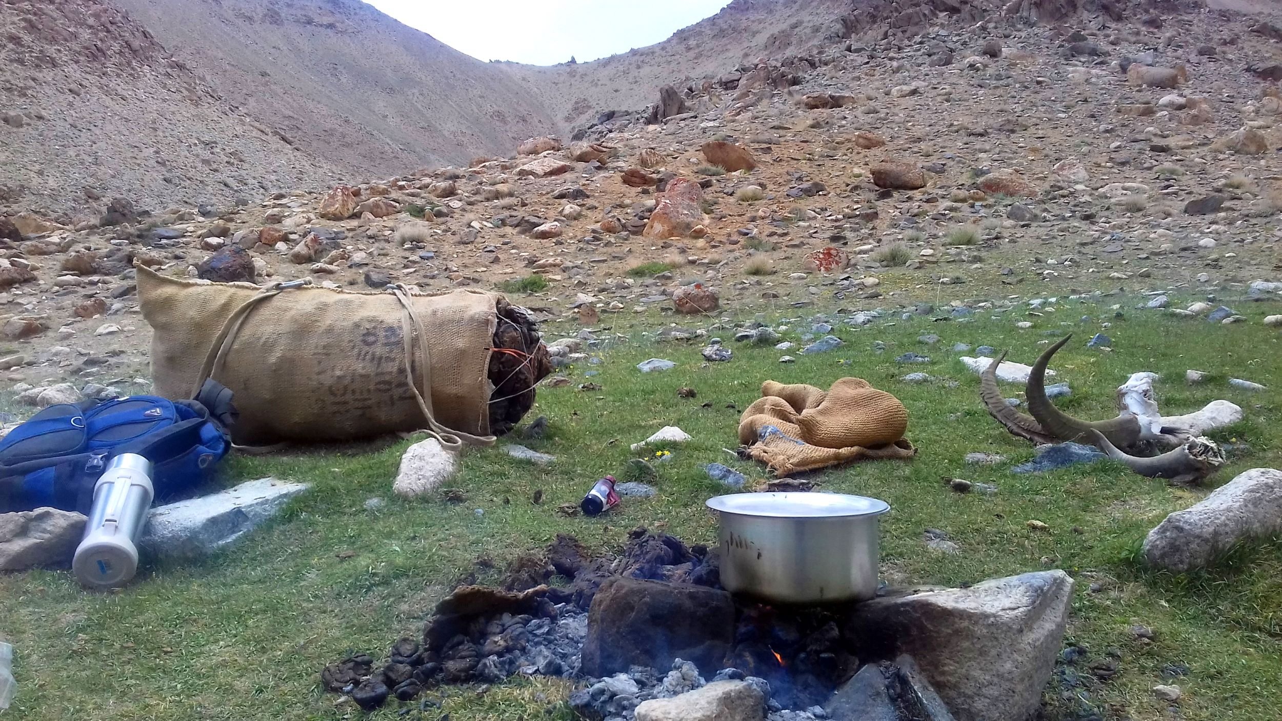 Making tea in the alpine meadows while collecting cattle dung and turf for firing