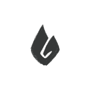 Black and gray logo with a stylized, angular flame or leaf shape.