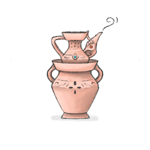 Meslang and Tibril. A traditional alternative to a modern thermos. The meslang (brazier) holds burning cow dung, while the tibril (teapot) sits on top, keeping tea warm. Commonly taken to the fields.