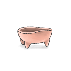 Thotpa. A small, triangular bowl with three legs, used during prayers.