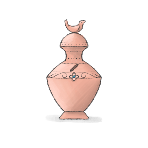 Penne tsakchas. Traditional piggy bank with a small bird  on top.