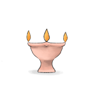 Lhingee or choggee. A diya fired from four sides.