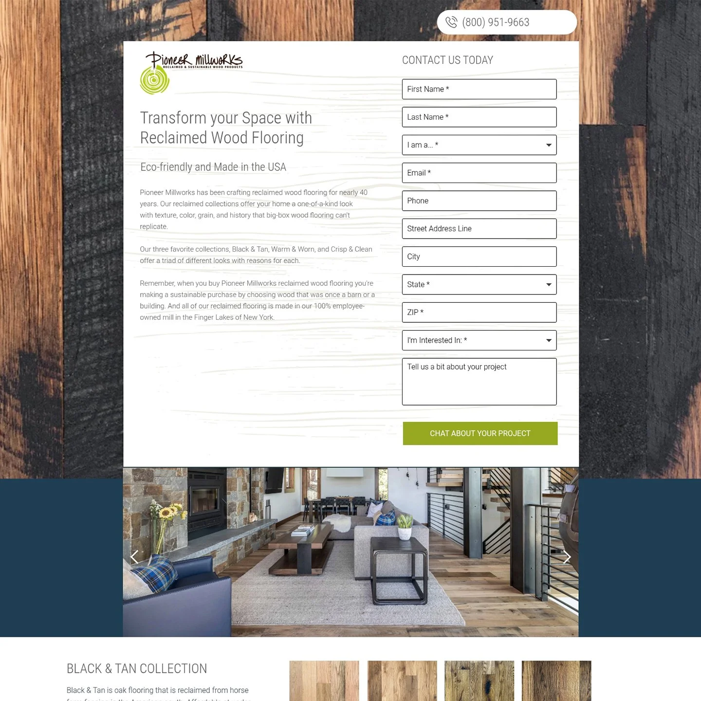 Reclaimed Wood Landing Page