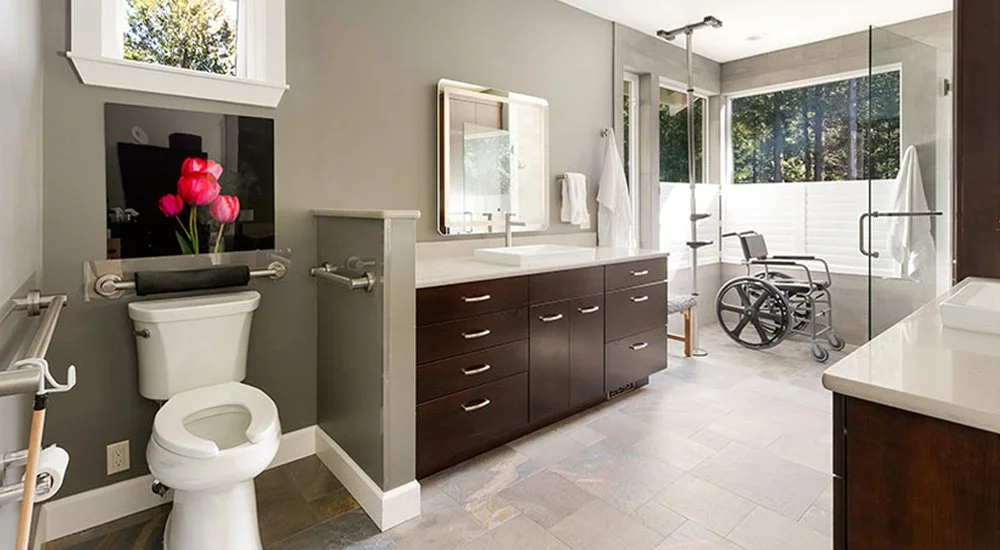 Accessible Bathroom with Wheelchair in Shower