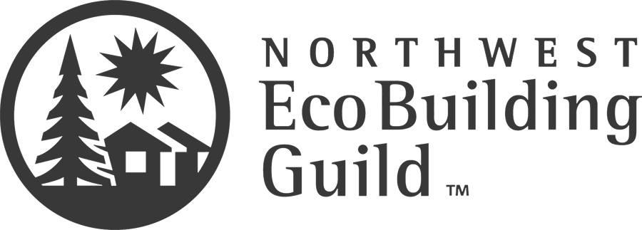 Northeast Eco Building Guild logo with trees, a house, sun, and circular design.