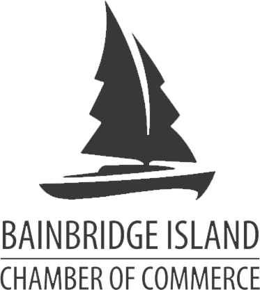 Logo of Bainbridge Island Chamber of Commerce featuring a stylized sailboat and text.