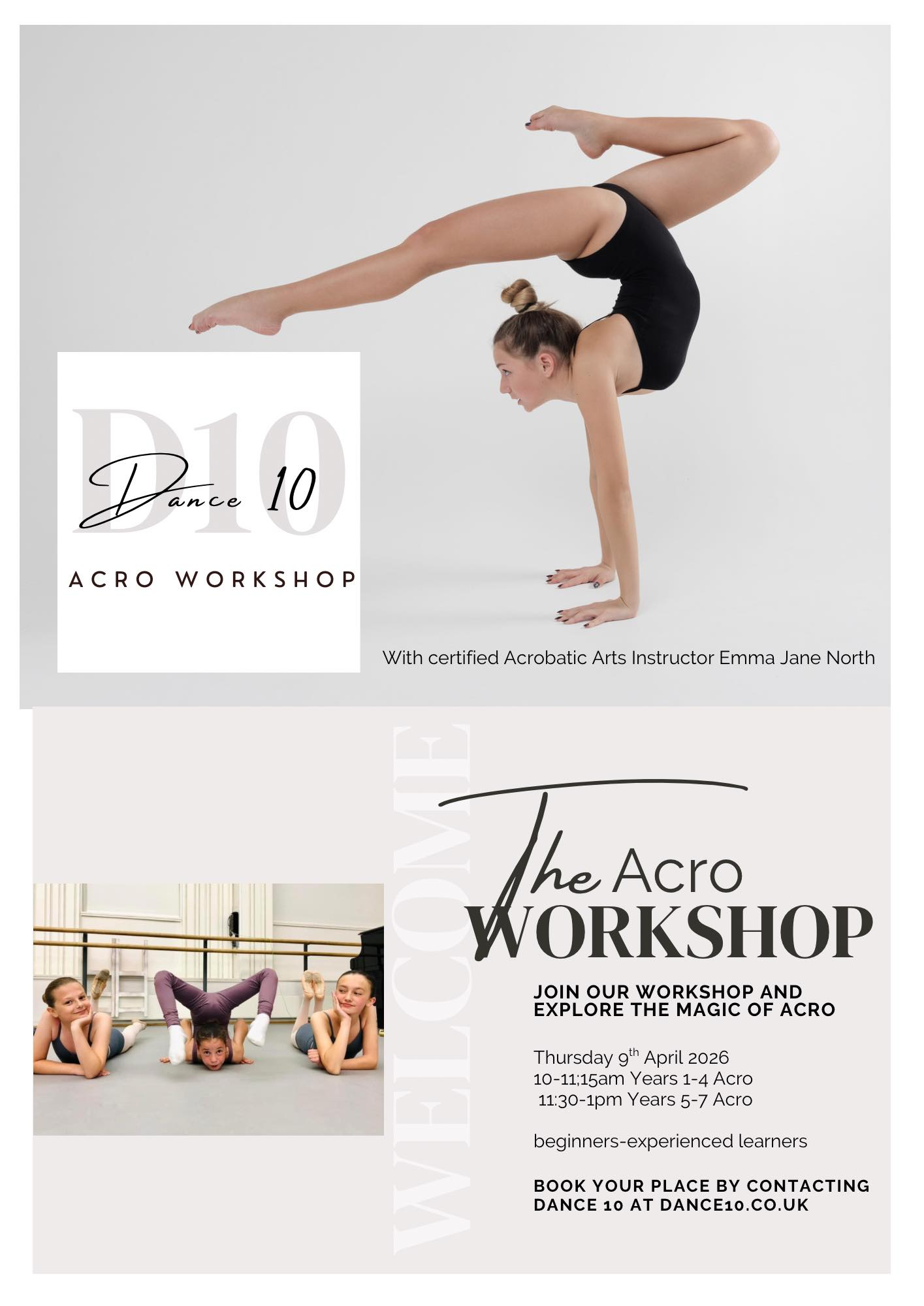 Acro Workshop Years 1-7 Thursday 9th April 2026