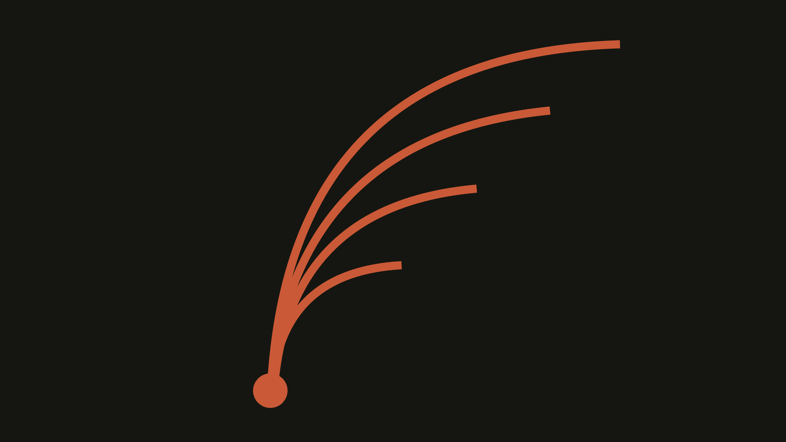 Curved lines radiating outward from a single source point — icon for GoodPair Studio's Media and Reach pillar