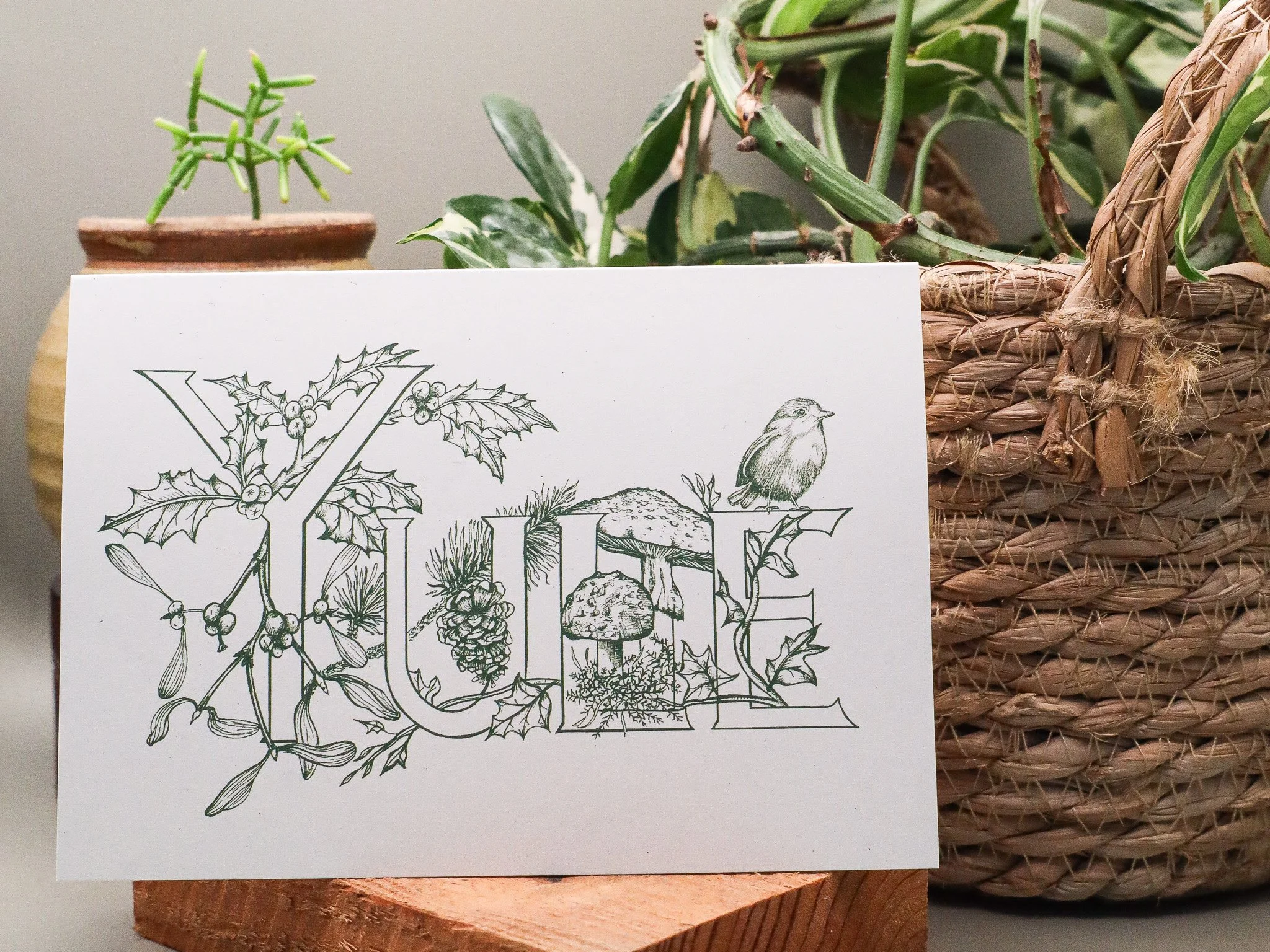 Yule Christmas Botanical Greeting Card