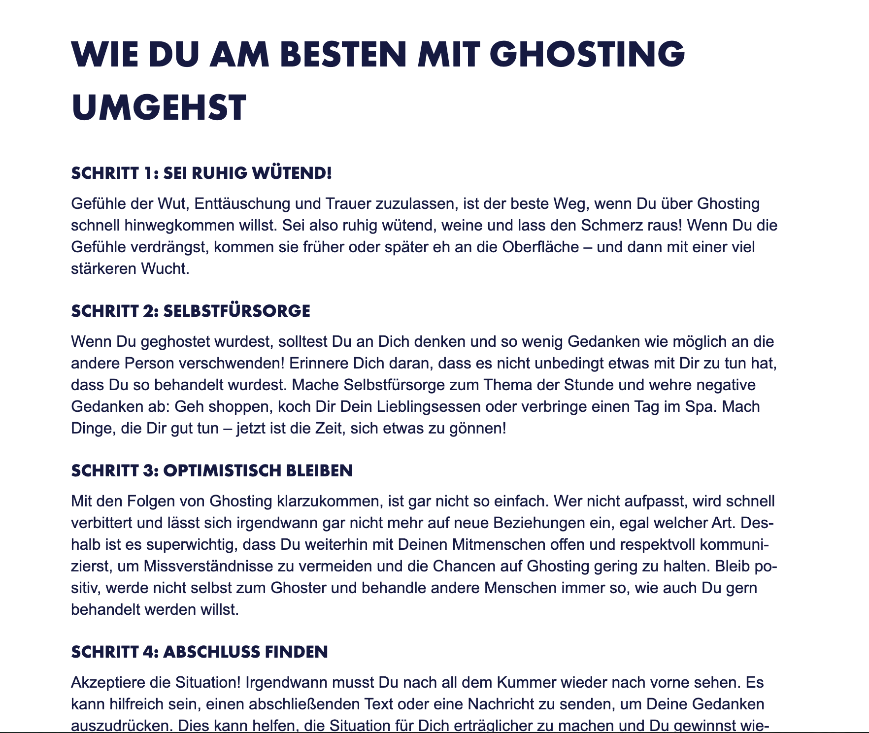 Magazin-Artikel zum Thema Ghosting
