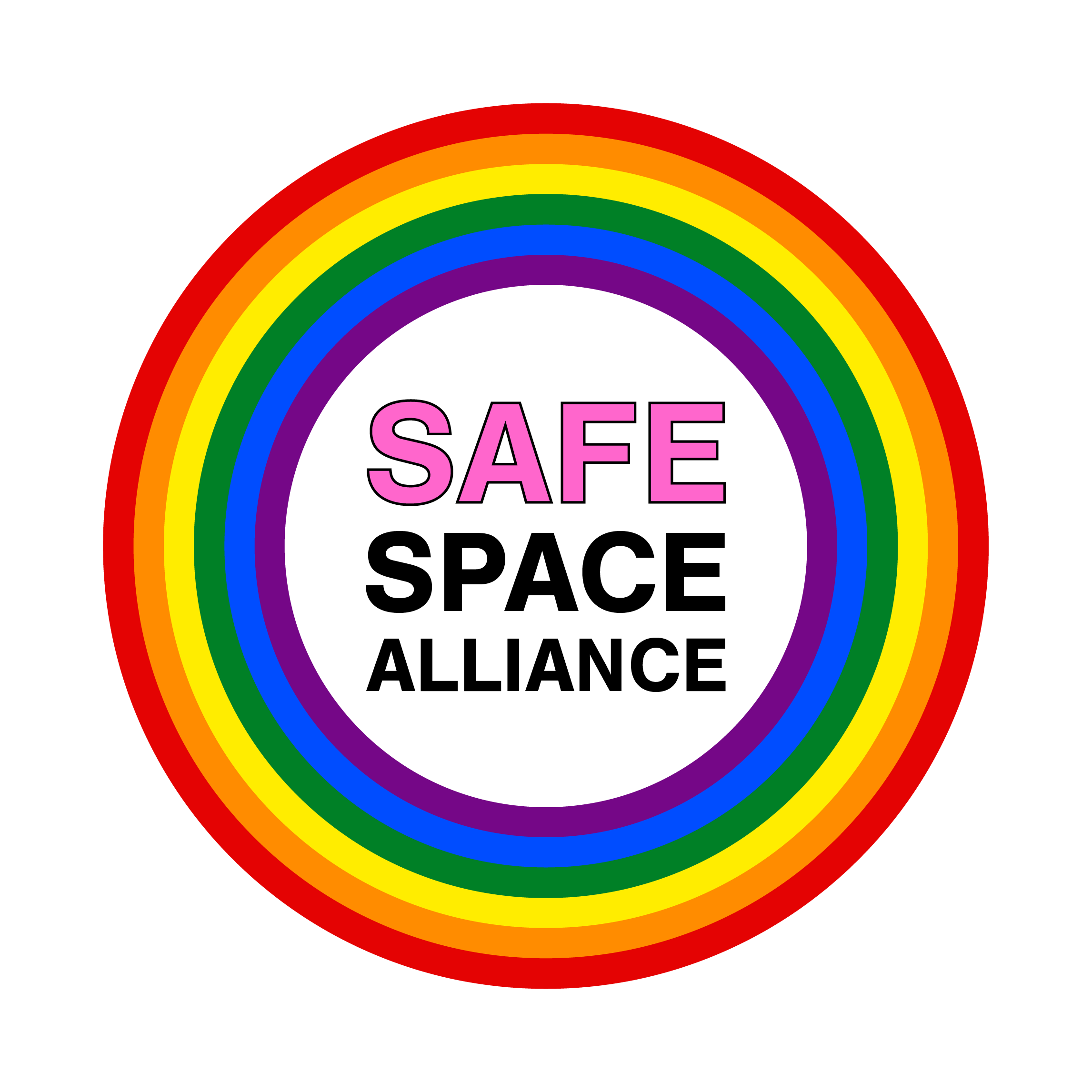 rainbow circle surrounding the words Safe Space Alliance