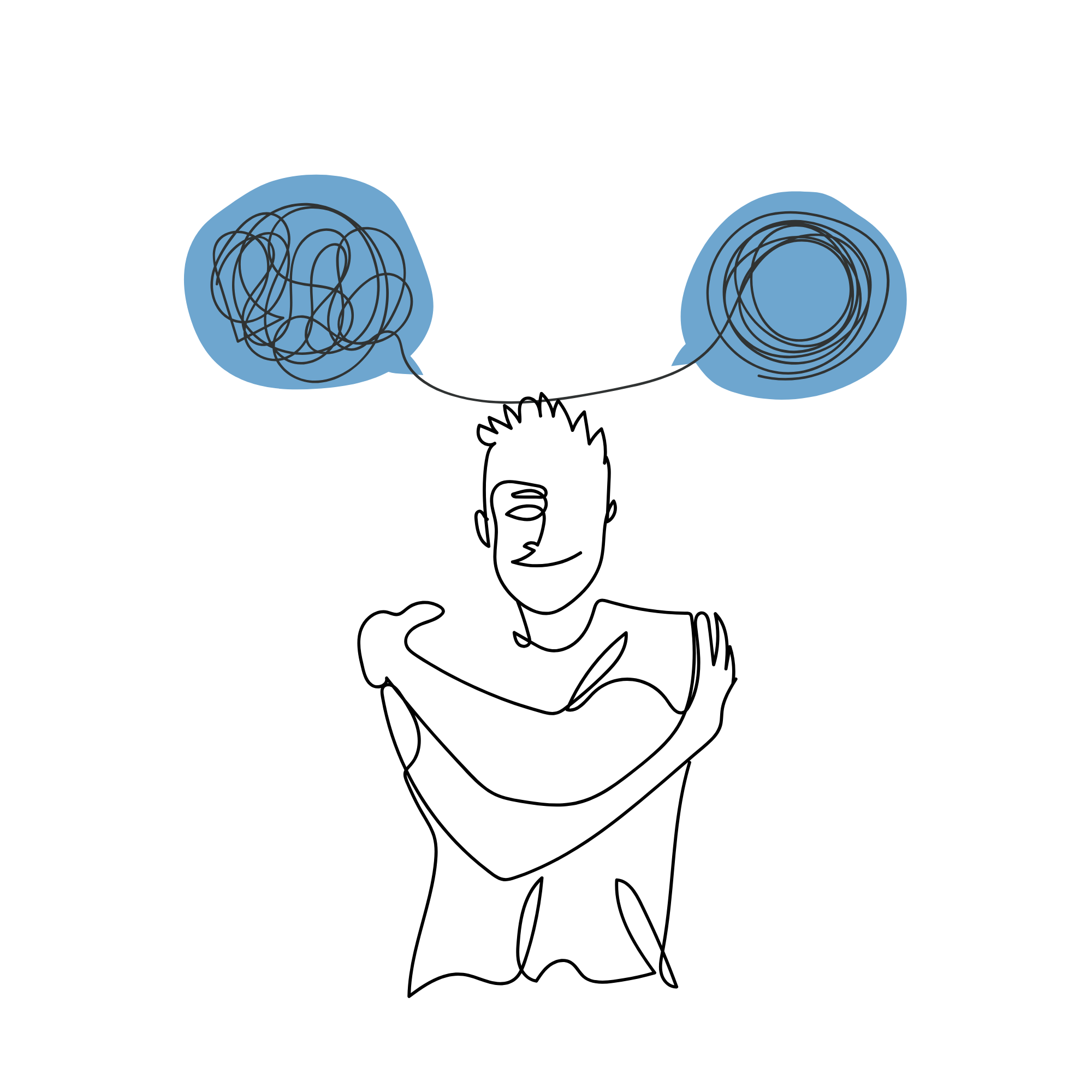 Geometric drawing of an outline square with sections divided by vertical, horizontal, and half circle lines.