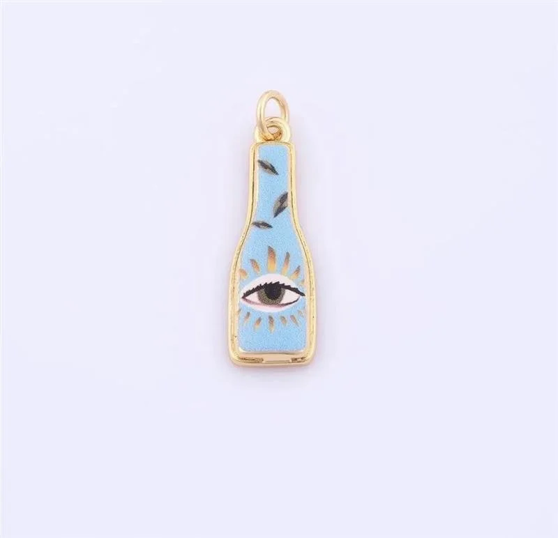 Gold Filled Enamel Vase Pendant: Evil Eye Charm