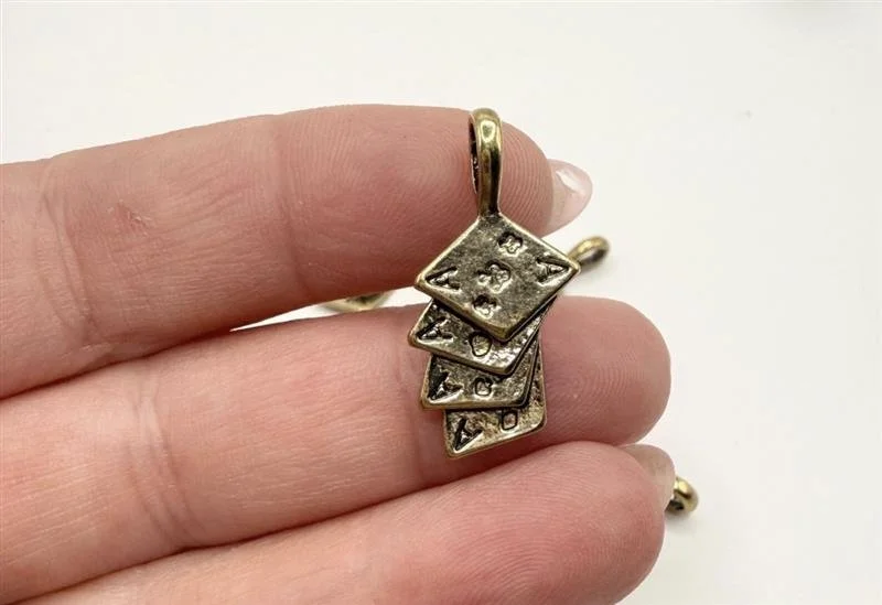 Vintage Ace of clubs playing card charm|Lucky pendant DIY|Poker casino charm|signed