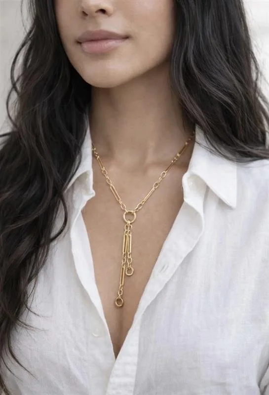 14k Gold Filled Lariat Necklace | Adjustable Y Drop, Handmade