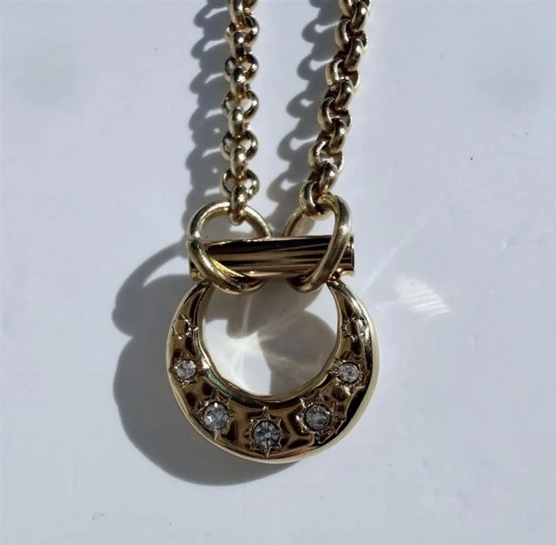 Gold Horseshoe Necklace with Diamond Charm | Lucky Talisman