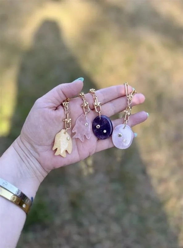 Handmade gold-filled charm necklace|Coastal Demi-Fine Jewelry|Gemstone Fish Pendant|Layering Necklace