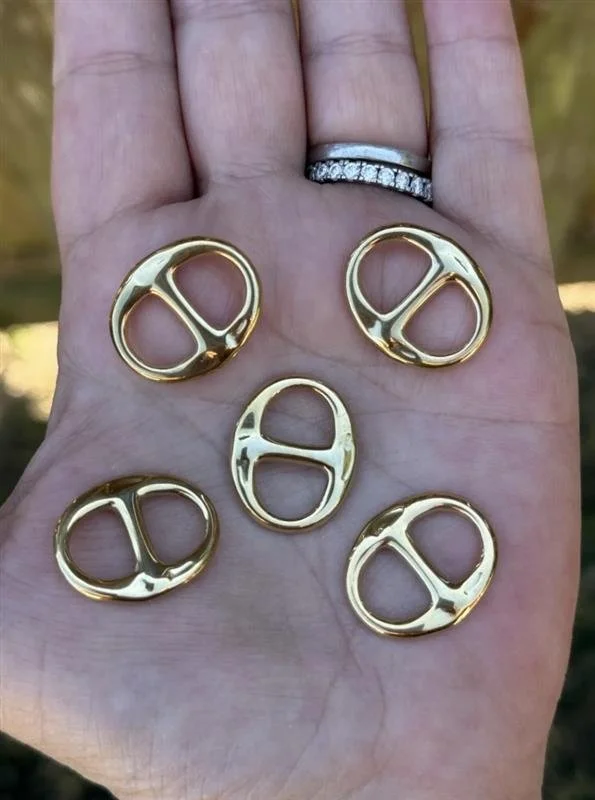 14k Gold Plated Pig Nose Connector Link, DIY Jewelry (11.5x18.5mm)