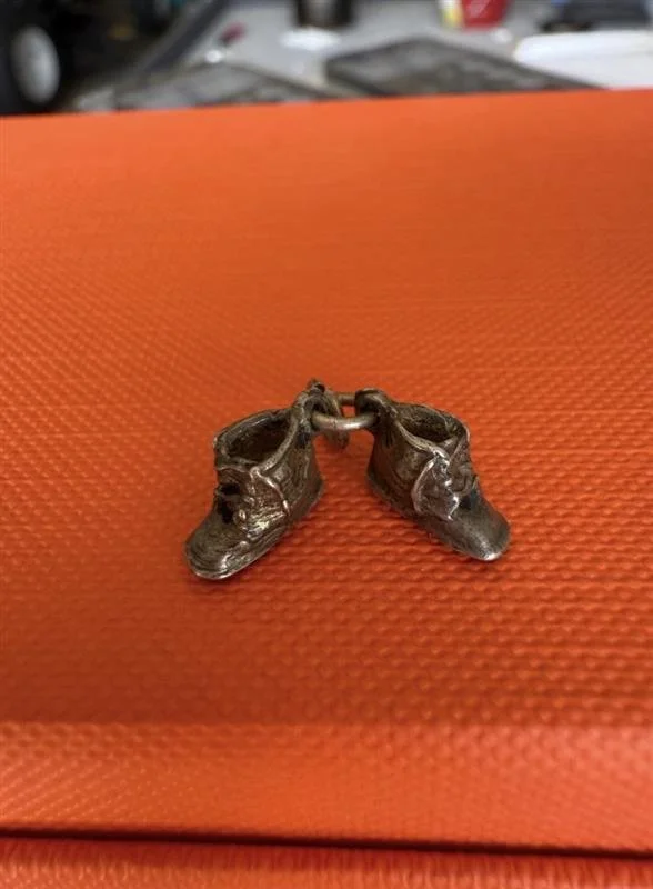 Vintage sterling silver baby shoes charm/christening