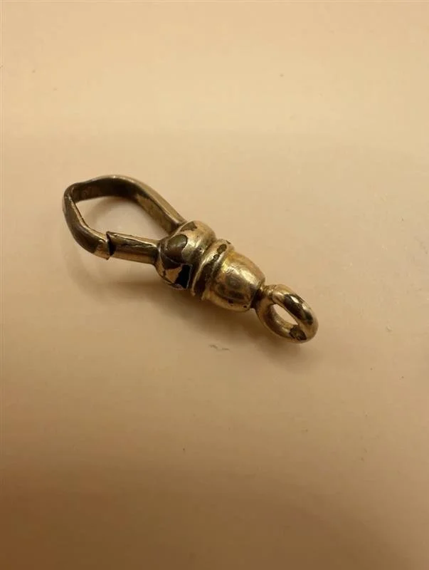 Albert dog clip clasp for pocket watch chain vintage gold tone (signed)