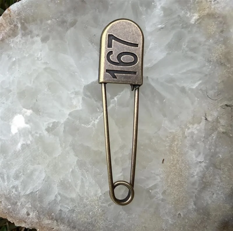 Brass safety pin brooch 167 |Oversized Retro Anniversary Statement brooch