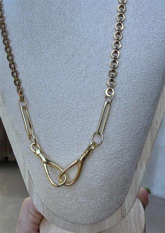 Re-worked vintage gold chain necklace, Double swivel fob clasps