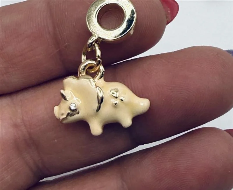 Gold Enamel Creature Charm Necklace Pendant, 90s Virtual Pet Inspired Jewelry