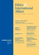 Cover page of a book titled 'Ethics & International Affairs' with a subtitle 'Volume 36, Number 4, Winter 2022/2023.' It features a list of article titles and author names, and the publisher's logo at the bottom.