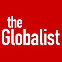 Logo of The Globalist with white text on a red background