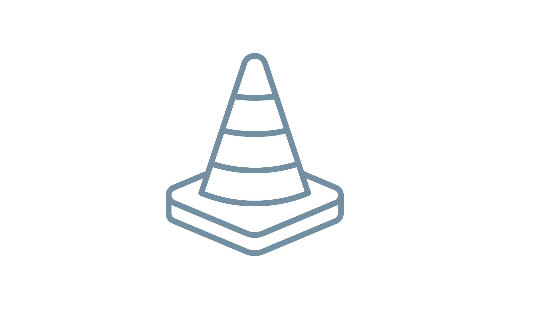 Outline of a traffic cone placed on a square base.