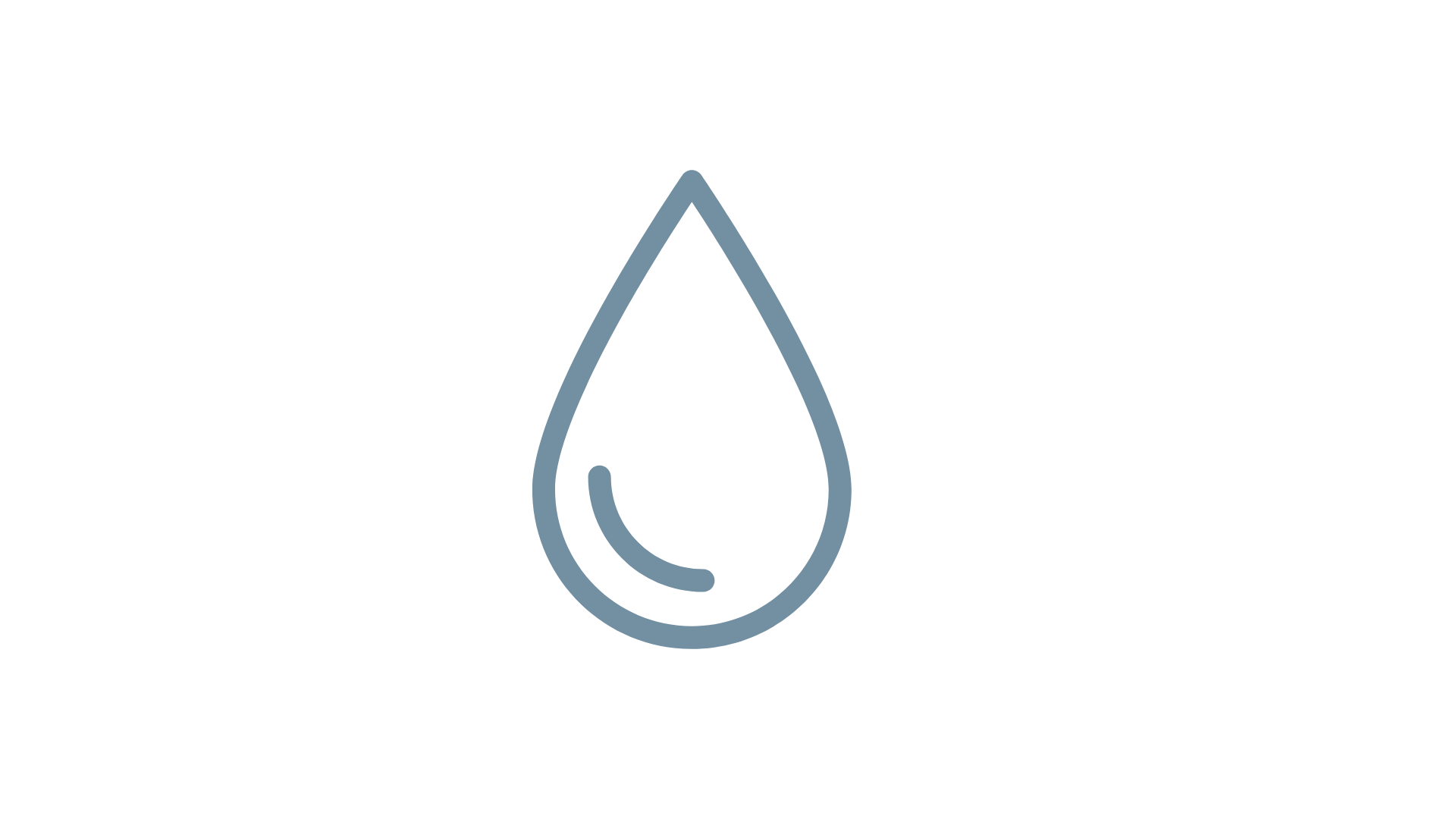 Stylized water droplet with a water wave inside, representing water or fluid theme.