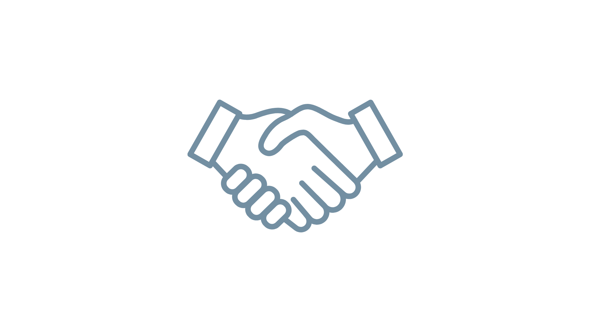 Outline of two hands shaking with the words 'Trust & Partnership' above and 'Business' below.