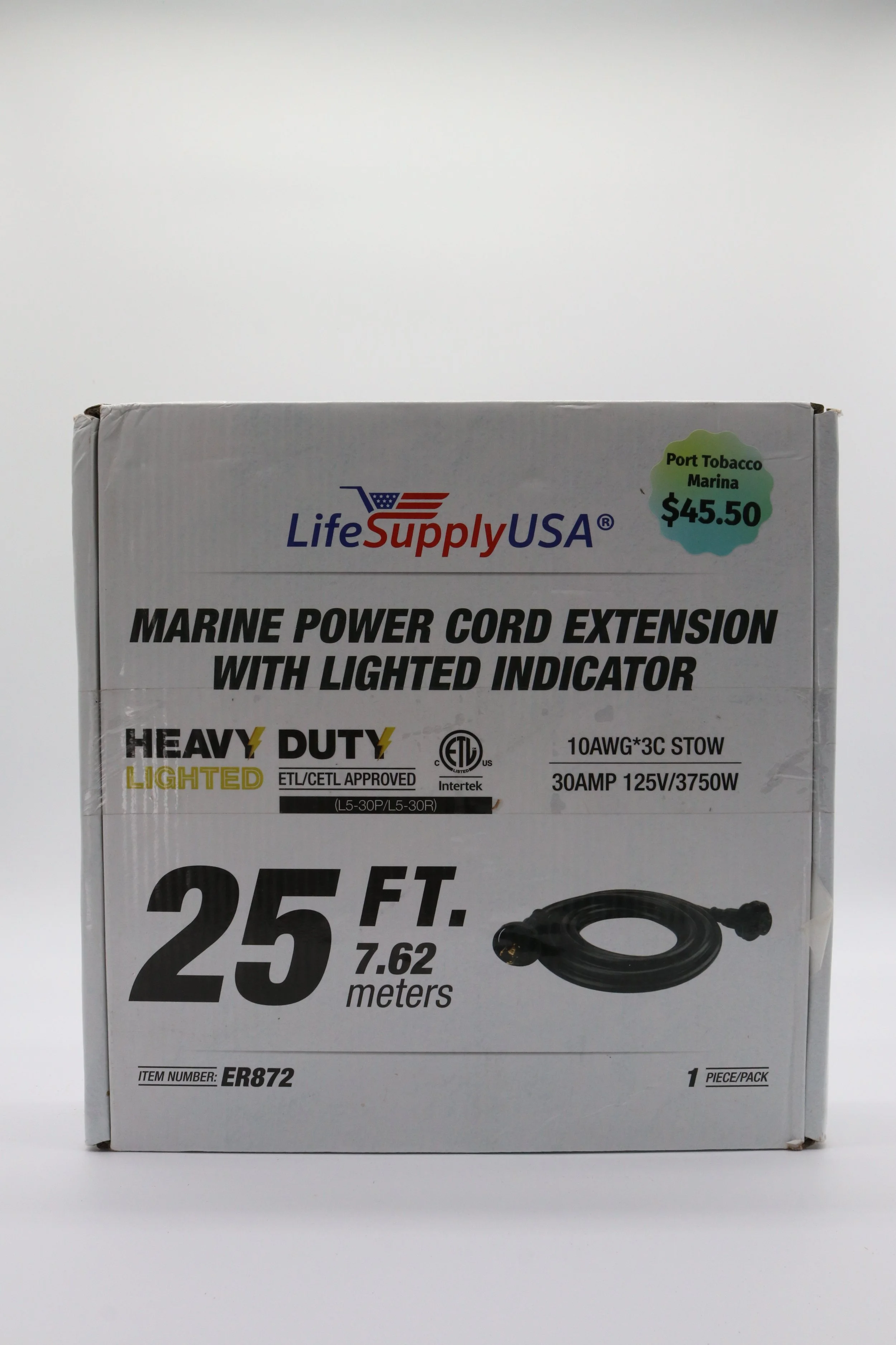 LifeSupplyUSA Marine power Cord Extension With Lighted Indicator 25ft