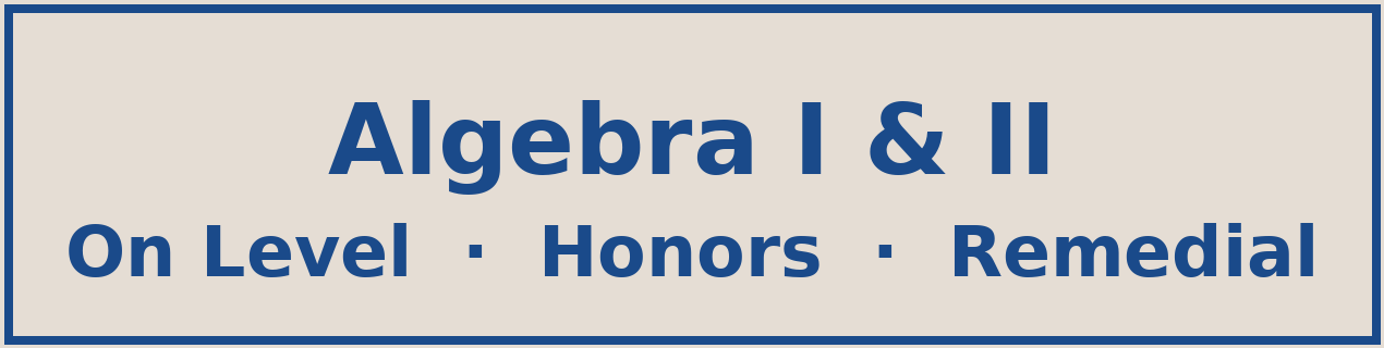 Algebra I and II tutoring — On Level, Honors, and Remedial — Tye Together Tutoring