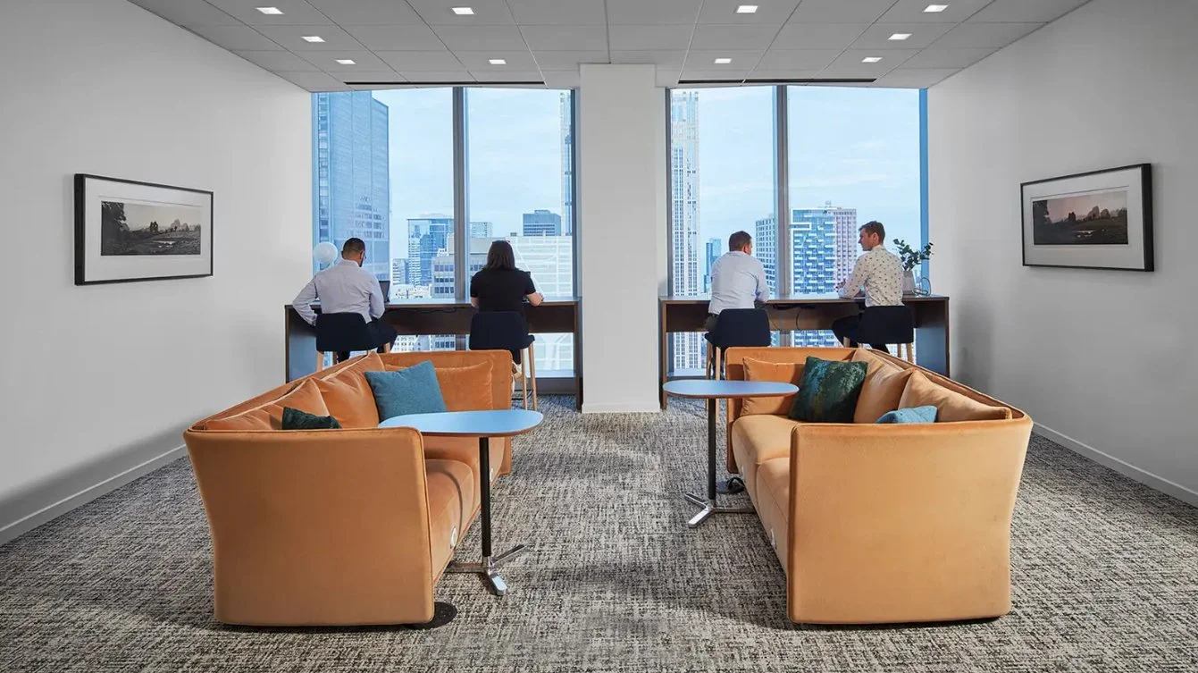 Framed artwork in a law firm communal workspace illustrating DeGroot Fine Art fine art consulting and collection management services for legal sector clients featured in Selected Work.