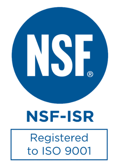 Logo de l'Institut NSF avec le texte "NSF-ISR" et "Enregistré selon ISO 9001".