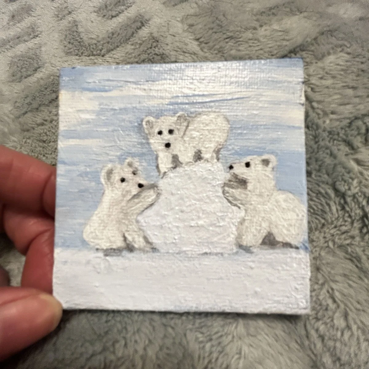 3 Cardi Bear baby Polar Bears frolicking in the snow