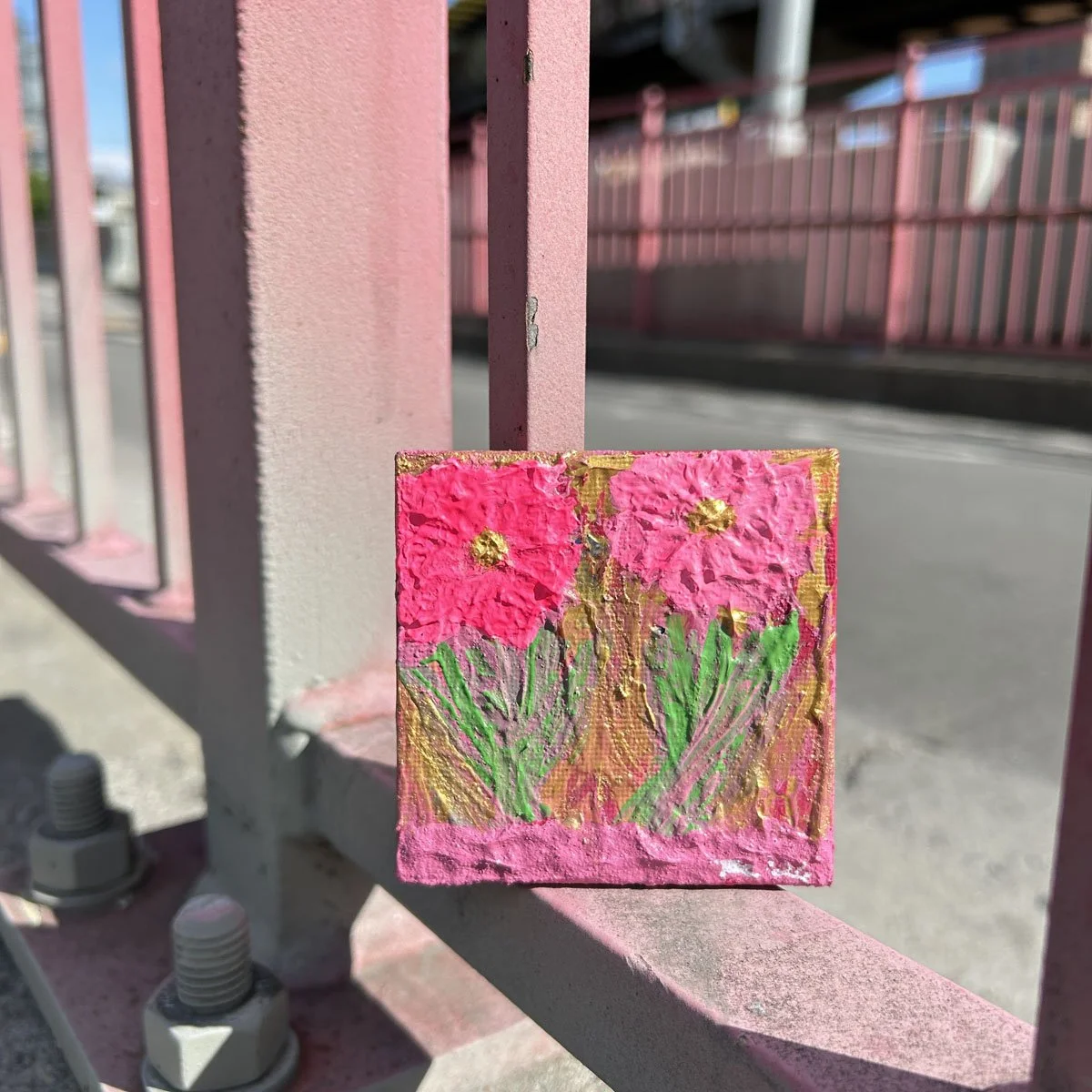 Twin Sisters – Original 3x3 Textured Mini Painting