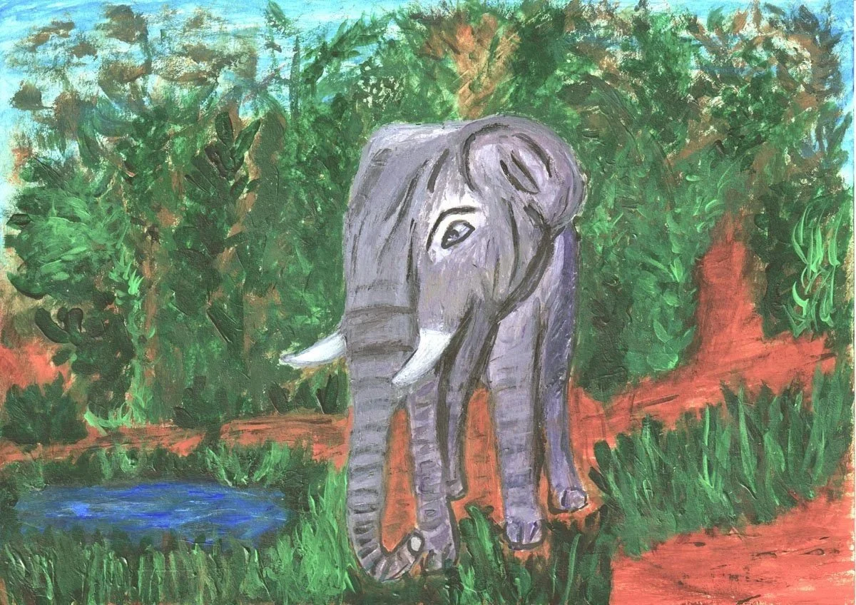 Elephant Friend – Original 5x7" Abstract Painting