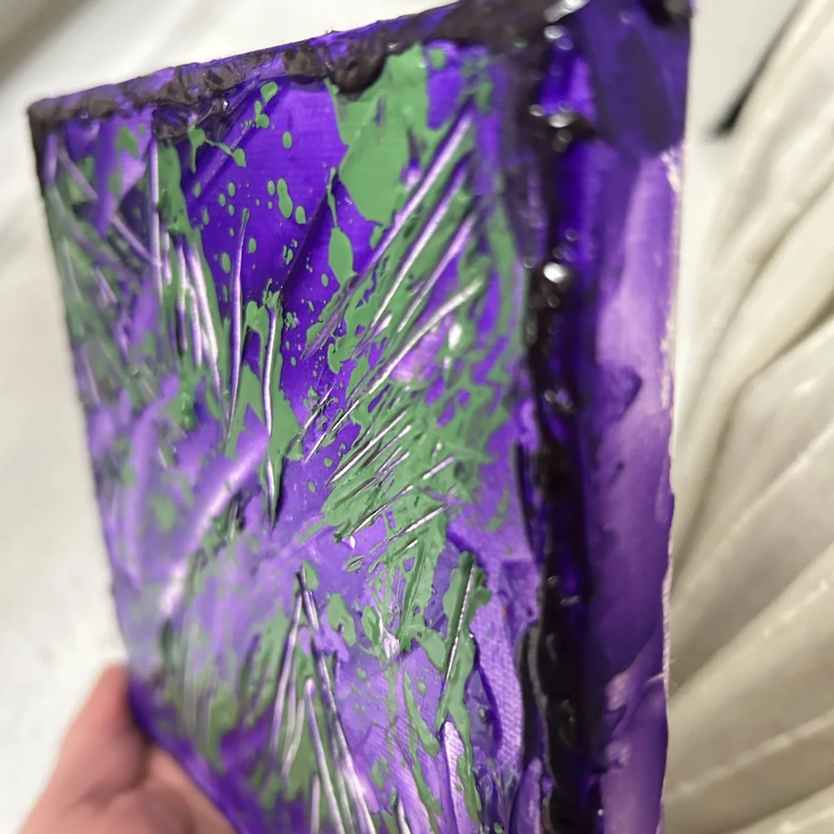 Controlled Chaos Glossy Texture purple and green colors
