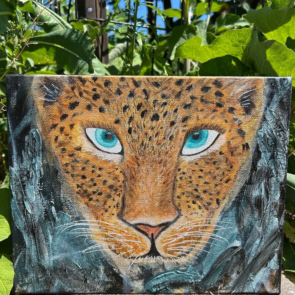Queen of the Bush Leopard painted after seeing a leopard on safari in Kruger National Park