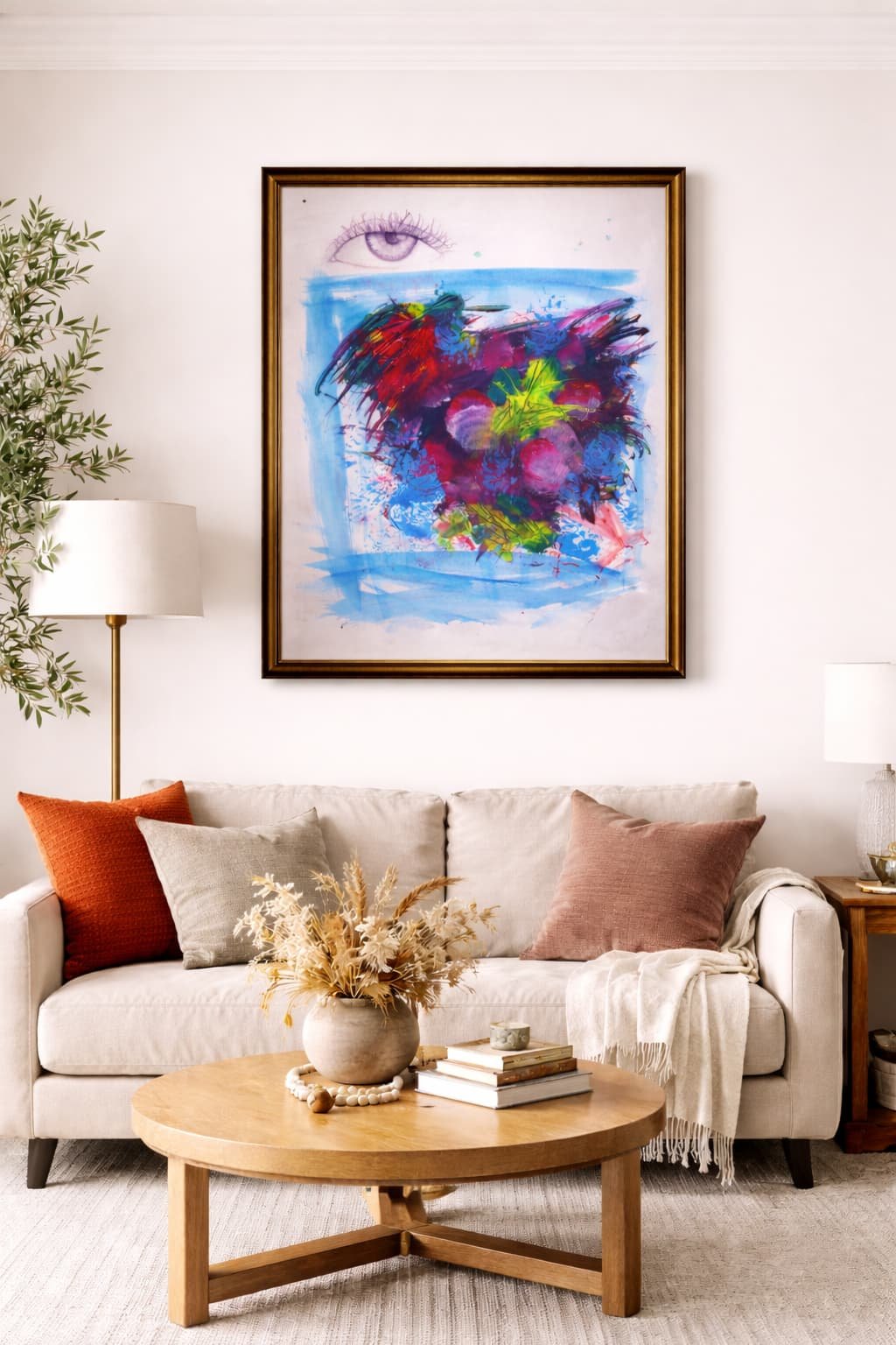 Mexican Lounge Mockup living room photo to show how this original abstract art will look in your home