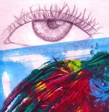 Mexican Lounge abstract painting close up of the eye