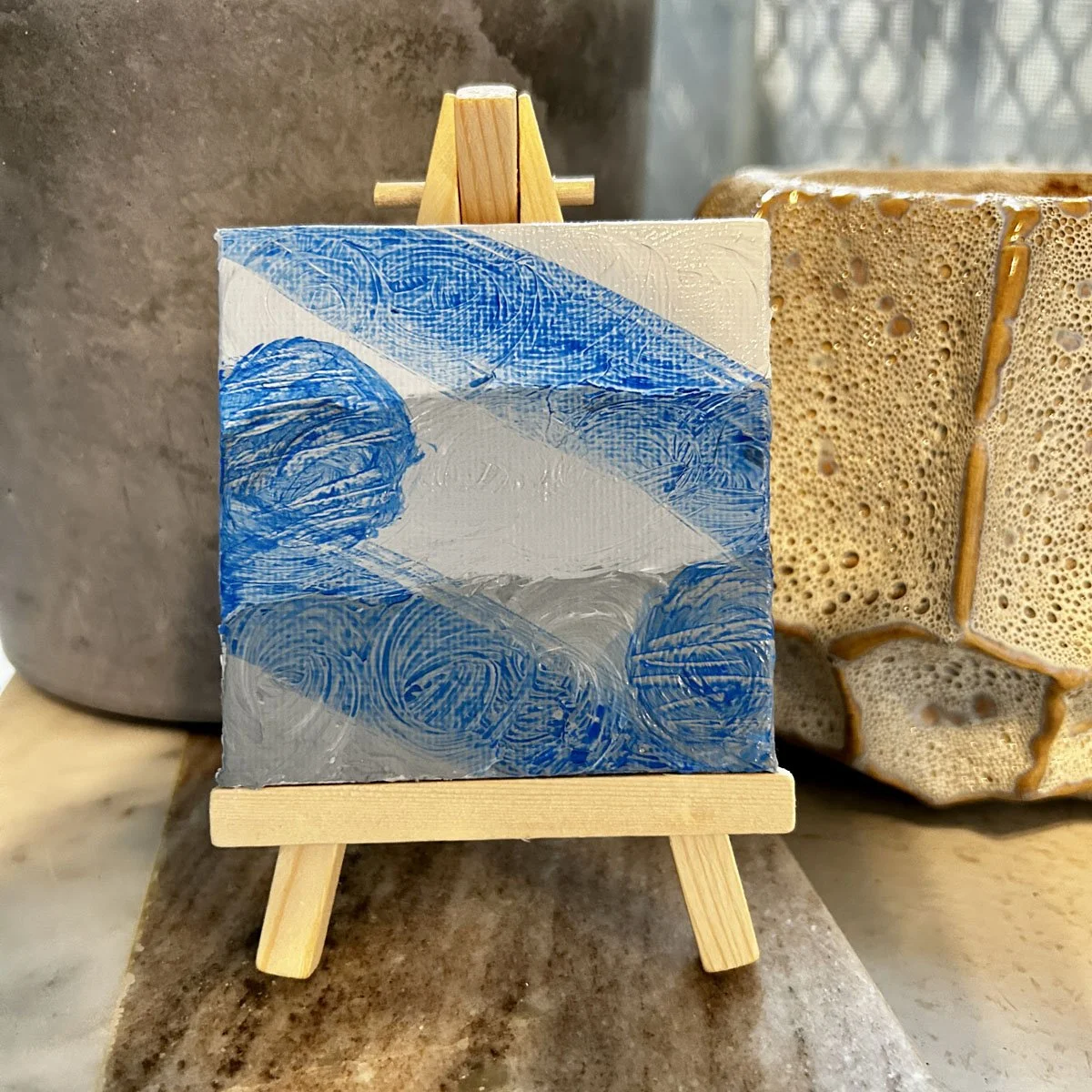 Baby Blue Lace – Original 3x3 Textured Mini Painting